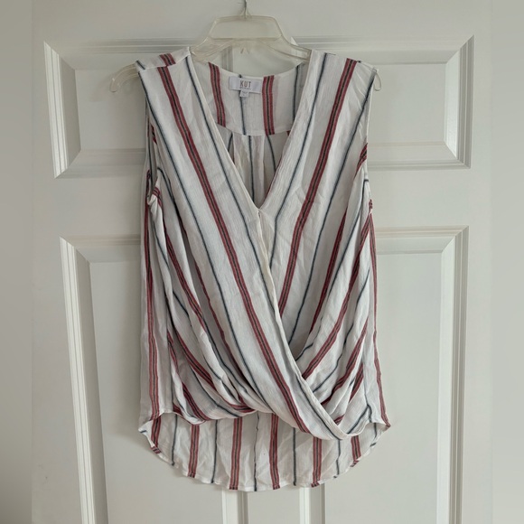 Kut from the Kloth Sleeveless Blouse - Red and White Stripes - Picture 1 of 3